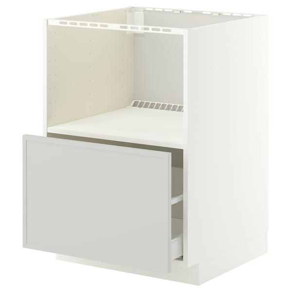 METOD / MAXIMERA Base cabinet f built-in appliances, white/Aspudden light grey, 60x60 cm