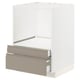 White METOD kitchen unit with grey-beige drawers, soft-closing drawers, ventilated shelf.