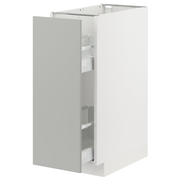 White METOD kitchen cabinet in light grey, modern design, sleek finish.