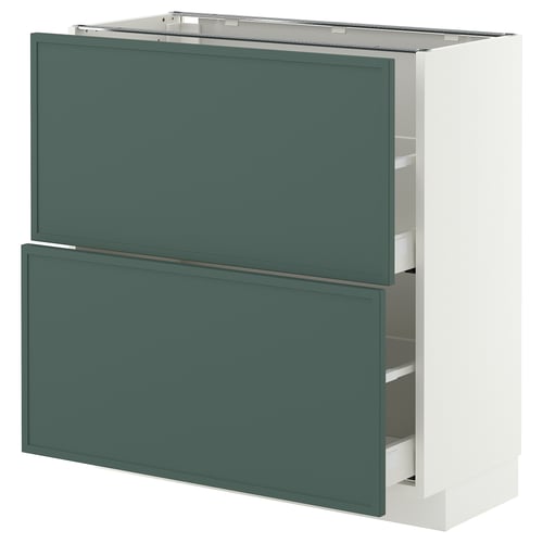 METOD / MAXIMERA Base cabinet with 2 drawers, white/Aspudden dark grey-green, 80x37 cm