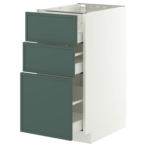 METOD / MAXIMERA Base cabinet with 3 drawers, white/Aspudden dark grey-green, 40x60 cm