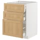 Wooden drawer unit, METOD, white and oak, three drawers, classic look, smooth runners.
