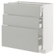 METOD kitchen unit with light grey havstorp fronts, sleek design, three drawers.