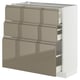 Ikea METOD kitchen unit, high gloss dark grey-brown, three drawers, sleek design.