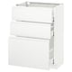 White ikea METOD kitchen unit with three drawers and sleek handles.