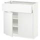 White modern kitchen cabinet with drawer, adjustable shelves, and minimalist design.