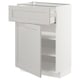 White METOD kitchen unit with drawer and shelves, traditional design.