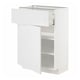 White METOD kitchen cabinet with stensund fronts, featuring a drawer and adjustable shelves.