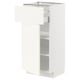METOD white kitchen cabinet with pull-out drawer, sleek design, tall and narrow.