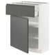 White METOD kitchen unit, grey handles, square shape, modern design.