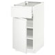 METOD: modern white high cabinet, minimalist design with integrated handles, adjustable shelves, self-closing drawer.