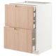 METOD kitchen cabinet with natural bamboo drawers, white base, sleek design, self-close drawers.