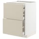 Beige METOD kitchen cabinet with multiple drawers, modern design, white, smooth edges.