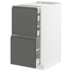 Modern kitchen unit: METOD with grey voxtorp drawers, plastic and particleboard, rectangular shape, sleek design.