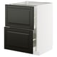 METOD kitchen cabinet, black with beveled edges, white frame, two drawers.