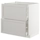 White METOD kitchen cabinet with bevelled edges, two drawers, modern design.