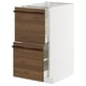 White METOD cabinet with dark brown drawers.