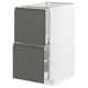 METOD kitchen unit, dark grey drawers, white base, soft-close drawers.