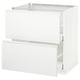 A white METOD kitchen cabinet with two drawers and a clean, minimalist design.