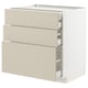 METOD kitchen cabinet in beige with three drawers and sleek design.