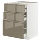 Modern kitchen unit, white & metallic bronze, 3 drawers, sleek handles, sturdy & stylish.