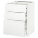 METOD kitchen unit, white, 3 deep drawers, flat surfaces, minimalist style.