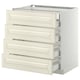 Off-white METOD cabinet with 4 drawers, bevelled edges, sturdy particleboard construction.