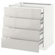 White ikea METOD kitchen unit with four pull-out drawers, glossy finish.