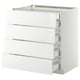 METOD white kitchen cabinet with four drawers, glossy finish, sleek modern design.