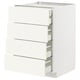 White METOD kitchen unit with multiple pull-out drawers, sleek design.