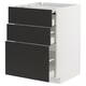 Modern black ikea kitchen cabinet with 3 drawers.