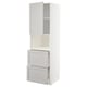IKEAs METOD white kitchen cabinet with grey-traditional design, featuring drawers and shelves.