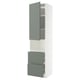 Modern tall METOD kitchen cabinet in gray-green with two drawers and one shelf.