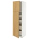 METOD / MAXIMERA Hi cab w 2 doors/4 drawers, white/Sinarp oak veneer, 60x60x200 cm