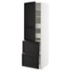Modern white METOD kitchen cabinet with black stained drawers and door.