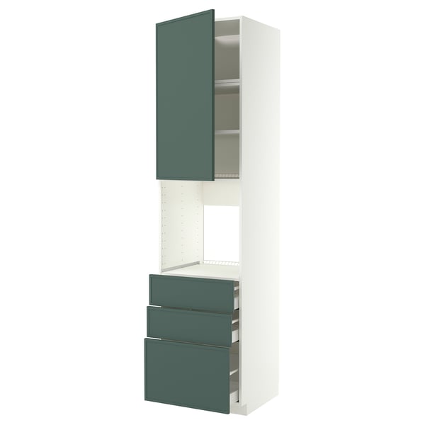 METOD / MAXIMERA High cab f oven w door/3 drawers, white/Aspudden dark grey-green, 60x60x240 cm