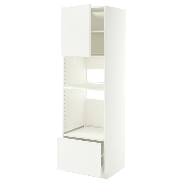METOD / MAXIMERA High cabinet f built-in appliances, white/Aspudden matt white, 60x60x200 cm