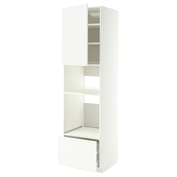 METOD / MAXIMERA High cabinet f built-in appliances, white/Aspudden matt white, 60x60x220 cm