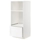 METOD white cabinet system. Tall, rectangular, modern design with adjustable shelf, pull-out drawer, and ventilated area.