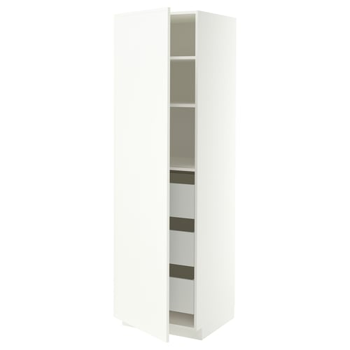 METOD / MAXIMERA High cabinet with drawers, white/Aspudden matt white, 60x60x200 cm