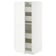 METOD white kitchen cabinet, classic design with wood grain, adjustable shelves, sturdy frame, soft-close drawers.
