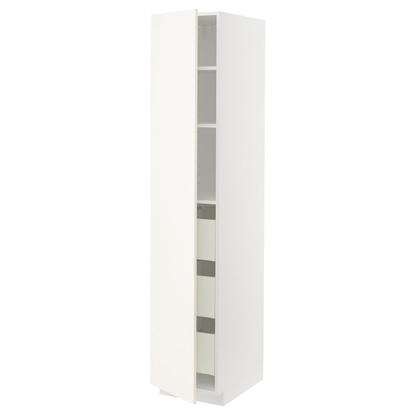 White METOD cabinet with shelves. Modern kitchen storage, sleek and slim design.