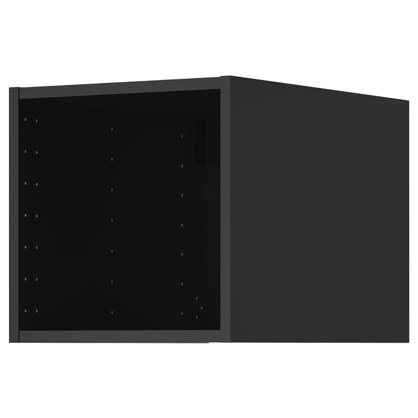 Black METOD kitchen cabinet, rectangular, with perforated back panel for storage.