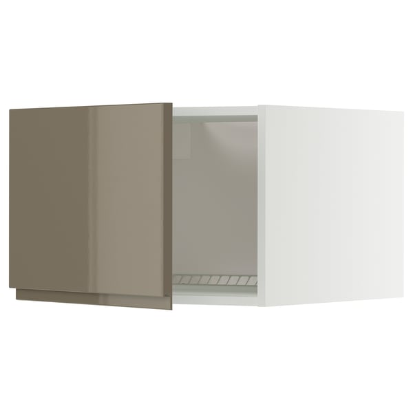 Ikea METOD kitchen cabinet: dark grey-brown glossy, rectangular, fitted with nickel-plated hinges.