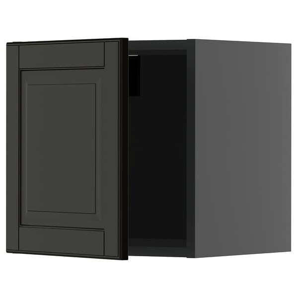 METOD kitchen cabinet in dark grey with beveled edges.