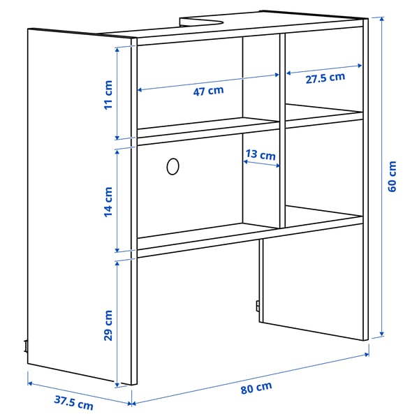 Illustration with measurements for the product: METOD.