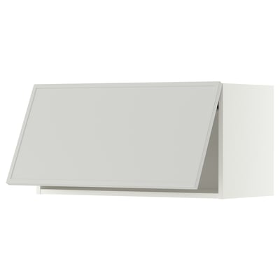 METOD Wall cabinet horizontal, white/Aspudden light grey, 80x40 cm