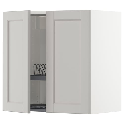 METOD kitchen cabinet, open door with shelf & dish drainer.