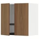 Modern kitchen wall cabinet, walnut brown, sleek design, wood texture, rectangular, with one door open.