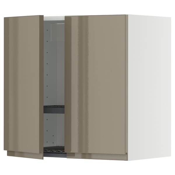 METOD kitchen cabinet, high-gloss dark gray-brown, rectangular, two doors.